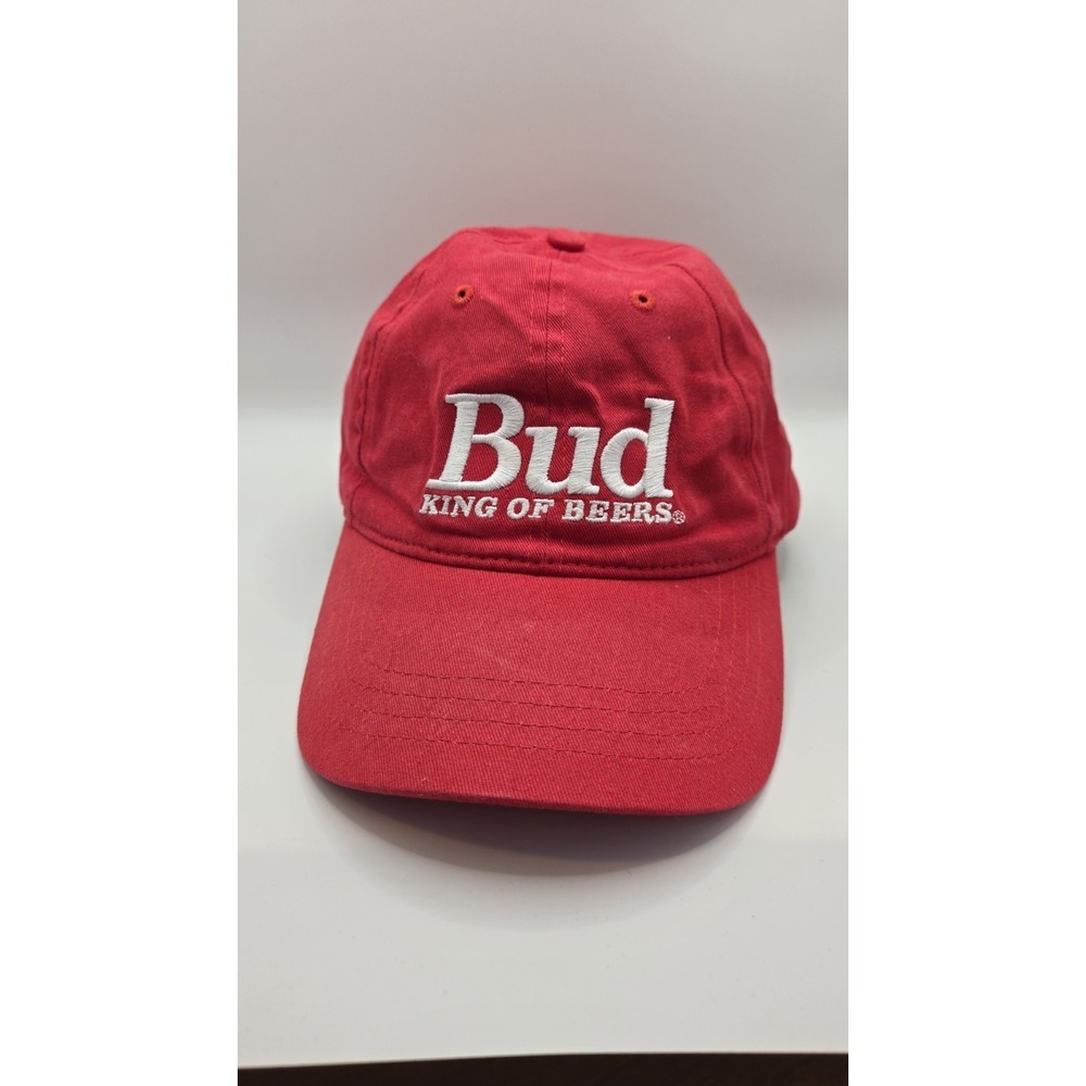 Budweiser Bud King of Beers Red Strapback Hat Cap One‎ Size Fits Most Cotton